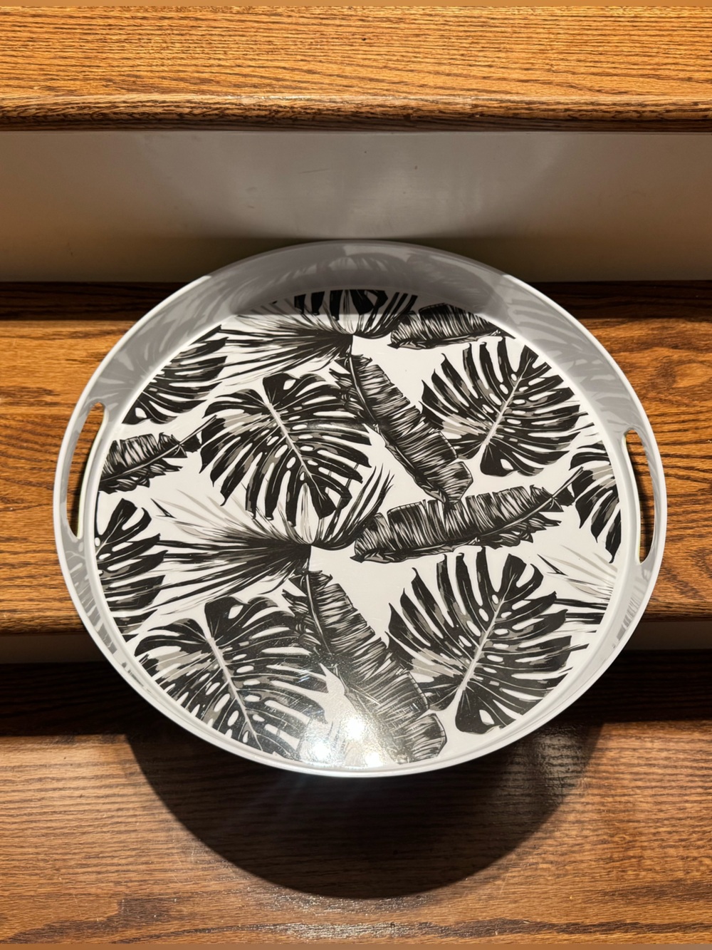 Lime black & white serving tray